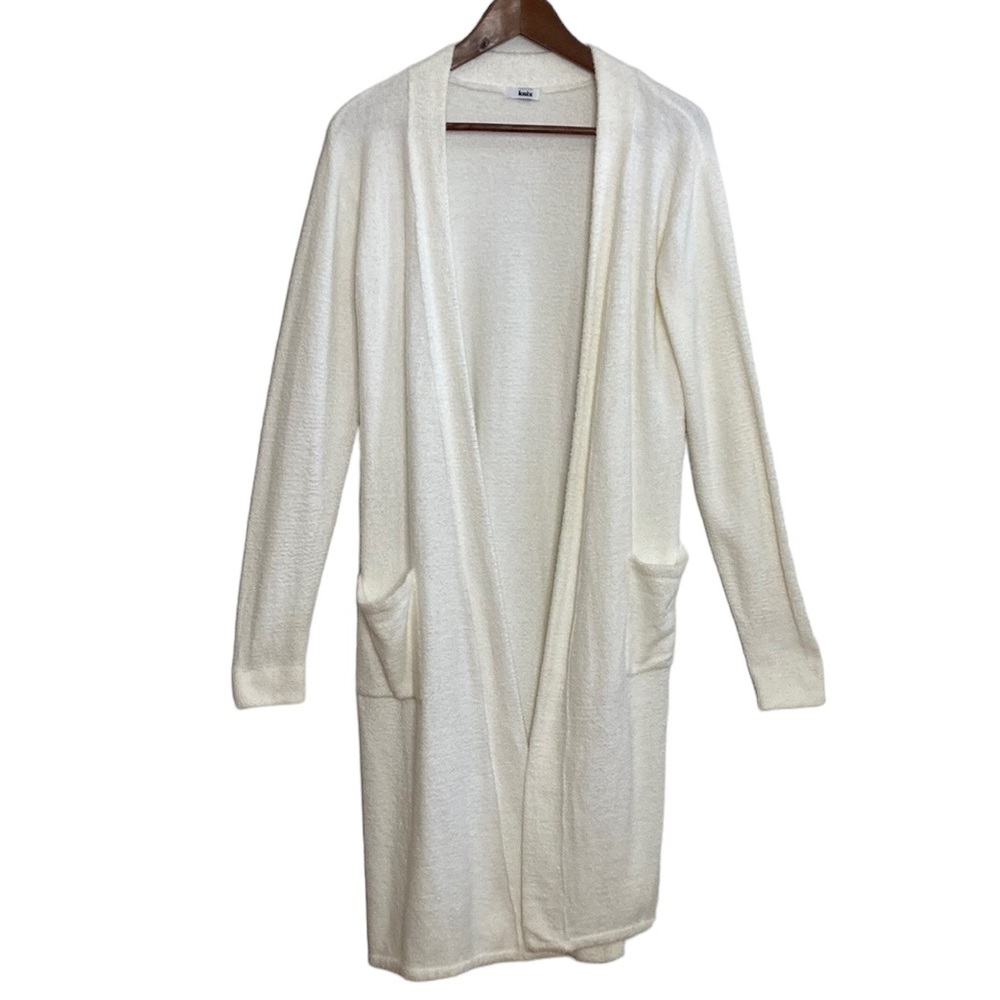 Knix Cozzzy Cardigan Womens Small White Microfibre Open Front Lounge Sweater
